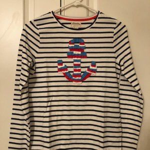 Boden Johnnie b Girls Anchor Ribbon Long sleeve Tee Size 13-14 years